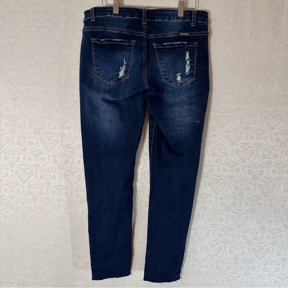 KanCan Blue Distressed Raw Hem Women Denim Skinny Jeans 9/28 - Picture 4 of 7